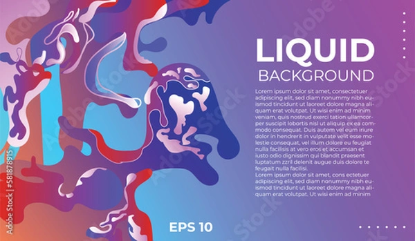 Fototapeta Abstract art backgrounds, modular painting arts with red, blue and yellow liquid stains, swirls, shapes, linear and grunge elements. Paint brush texture decoration, modular posters Vector illustration