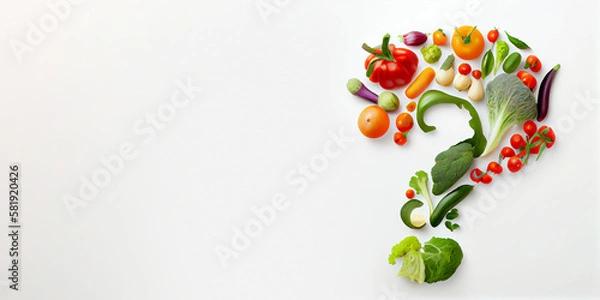 Obraz Question mark made with fruit and vegetables; healthy eating concepts, made with generative AI