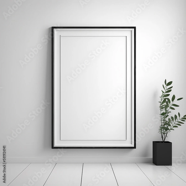 Fototapeta large art frame - picture frame on wall - black frame