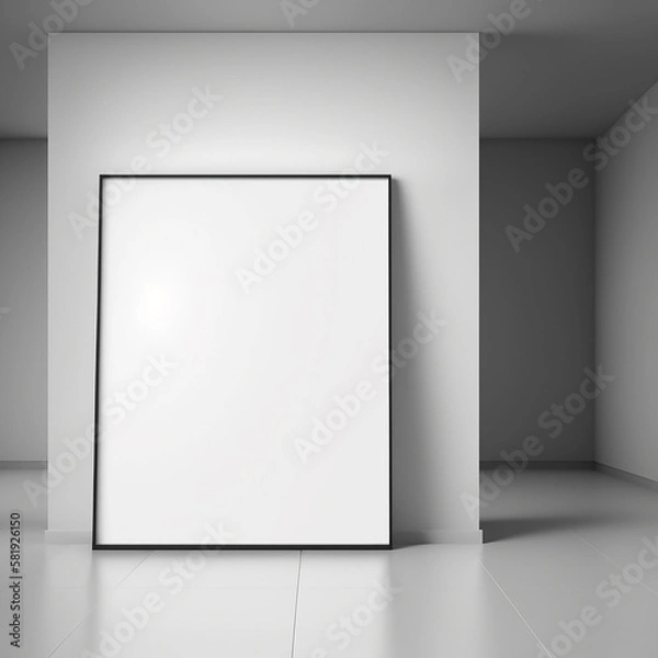 Fototapeta large art frame - picture frame on floor - black frame