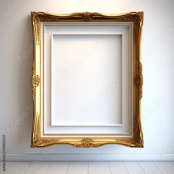 Fototapeta Empty large wall art frame on wall gallery style