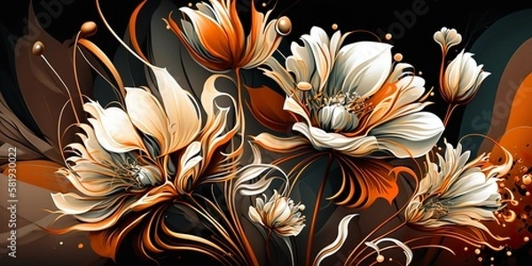 Fototapeta Luxury Beautifull Flower Abstract. Panorama Digital AI Illustrations