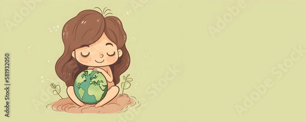 Obraz International earth day concept, banner with copy space, generative ai