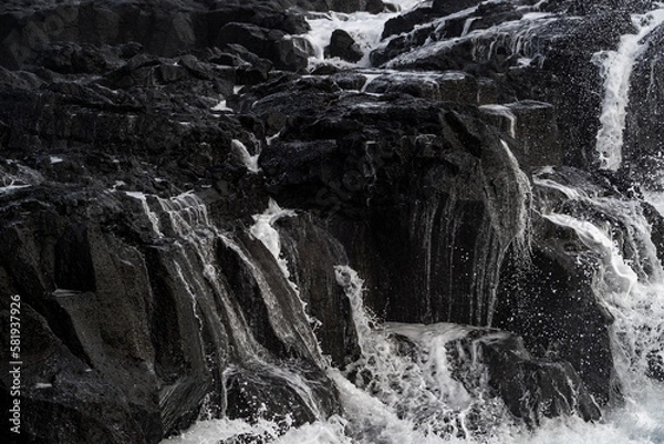 Obraz Very big waves and beautiful black rocks the power of the ocean