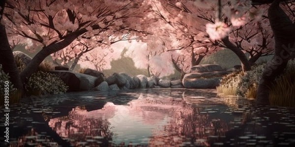 Fototapeta bright pink cherry blossoms