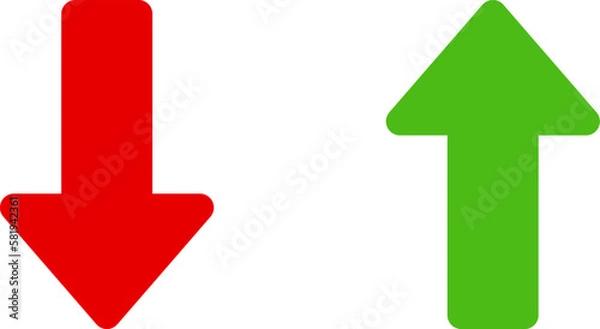 Fototapeta Green Up and Red Down Arrow Icons with Rounded Edges. Vector Image.