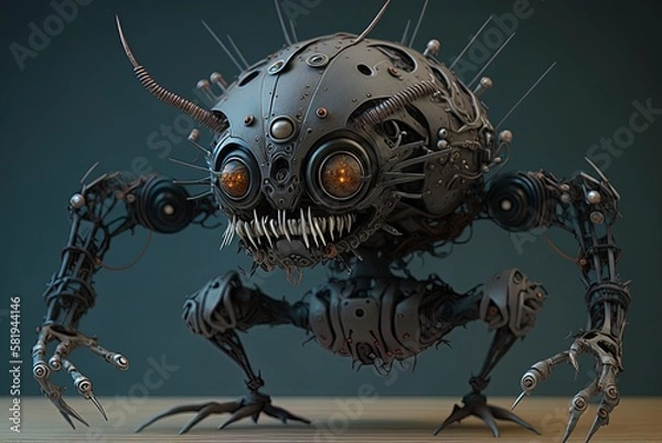 Fototapeta Dreadful Droid Maker: Crafting a Maniacal Mechanical Menace Generative AI