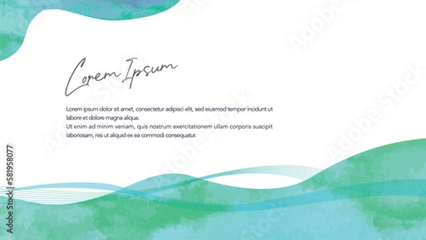 Obraz 水彩画イメージのタイトル背景-青緑