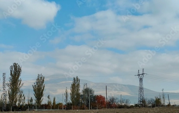 Obraz power lines in the field