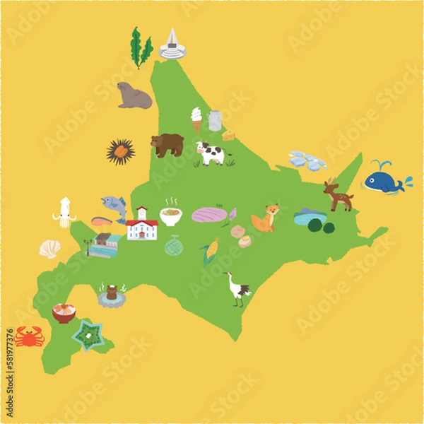 Fototapeta 北海道の観光マップ