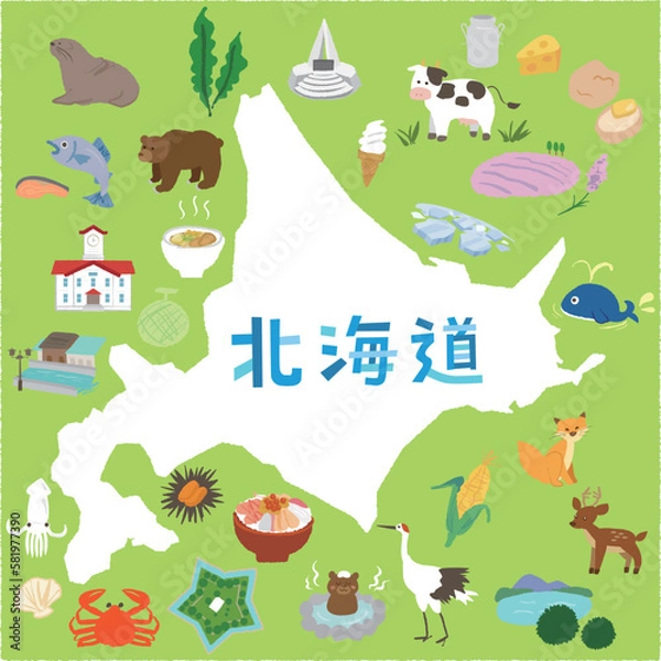 Fototapeta 北海道の観光マップ
