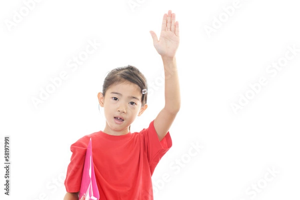 Obraz 手を挙げる女の子