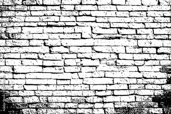 Fototapeta Vector drawing of a brick wall, black and white