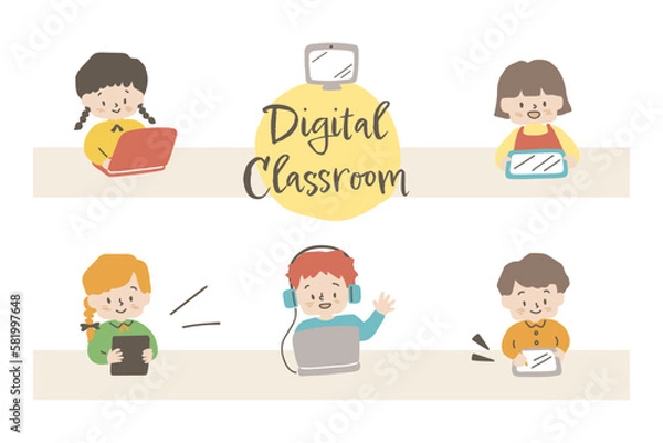 Obraz デジタル授業をする子どもたち01