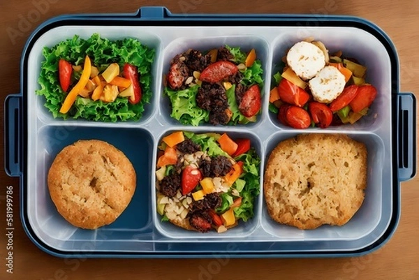 Fototapeta food meal lunch box set, generative art by A.I