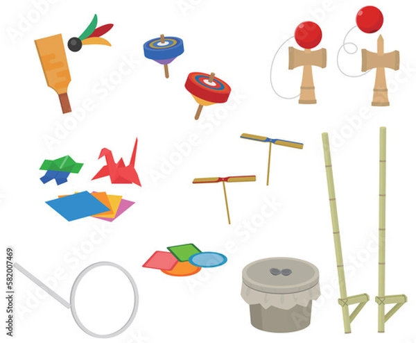 Obraz 昔のおもちゃ セット イラスト　