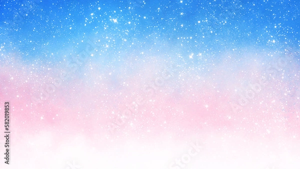 Obraz 青とピンクの水彩グラデーション、キラキラ背景