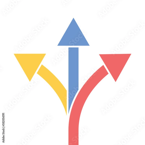 Fototapeta Three way direction arrow icon in different colors. Vector.