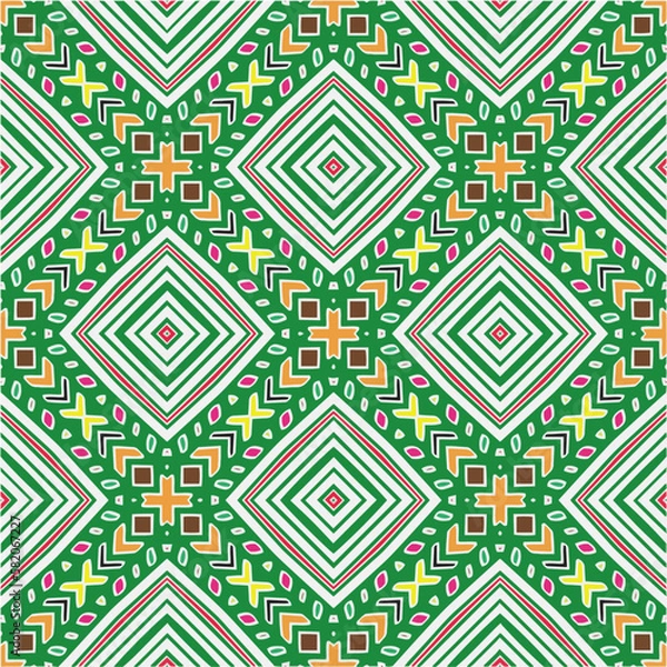 Fototapeta Abstraction in art. Seamless vector background with repeat pattern.Oriental style damask floral tile modern lux fabric design textile swatch ladies dress, man shirt all over print block.