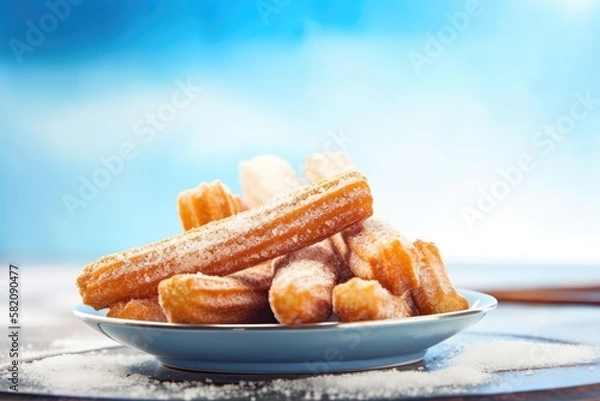 Fototapeta Crispy Churros, created with Generative AI technology