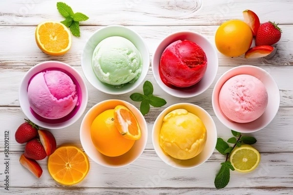 Fototapeta Refreshing Sorbet, Vibrant Colors, created with Generative AI technology