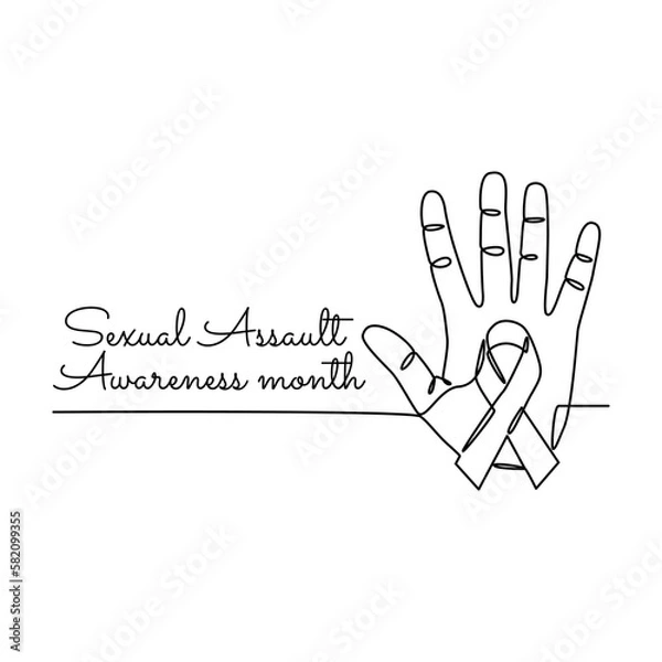 Fototapeta single line art of sexual assault awareness month good for sexual assault awareness month celebrate. line art. illustration.