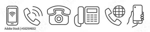 Fototapeta Phone icon set - thin line vector illustration