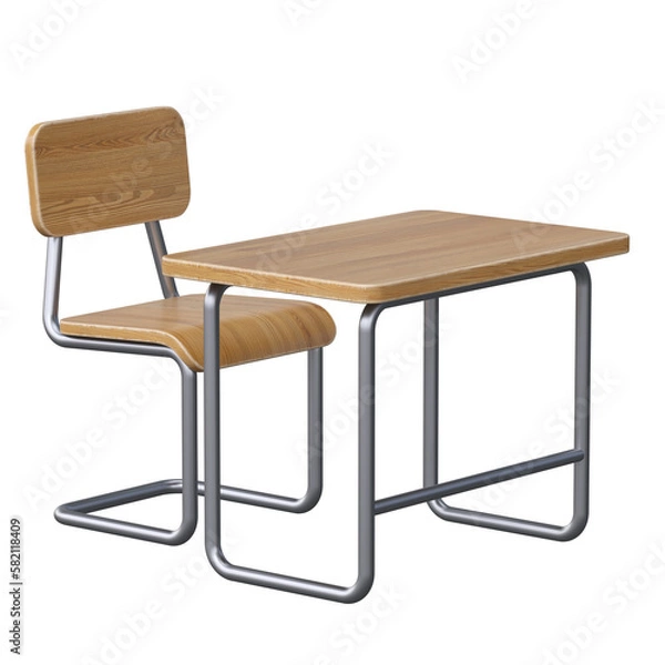 Obraz School desk and chair 3d rendering