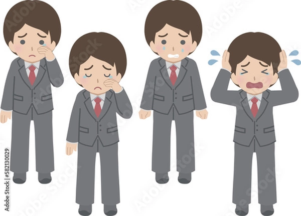 Fototapeta 若い男性の悲しむ表情セット　スーツ