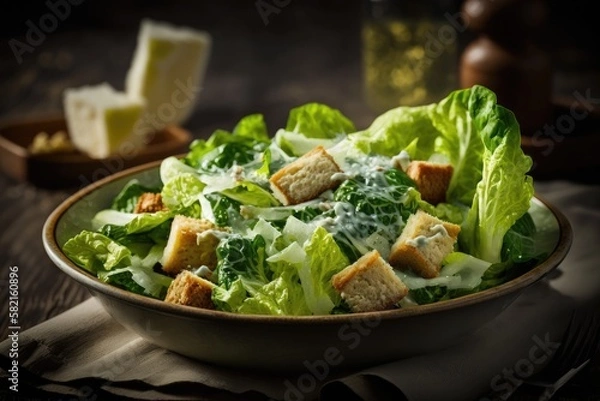 Fototapeta caesar salad - Illustration created with Generative ai