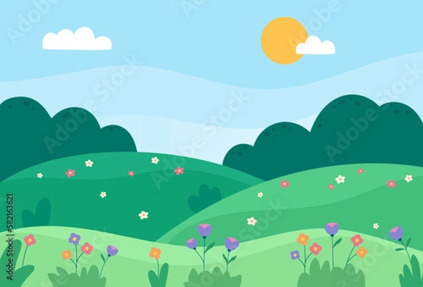 Obraz Natural spring landscape background vector illustration