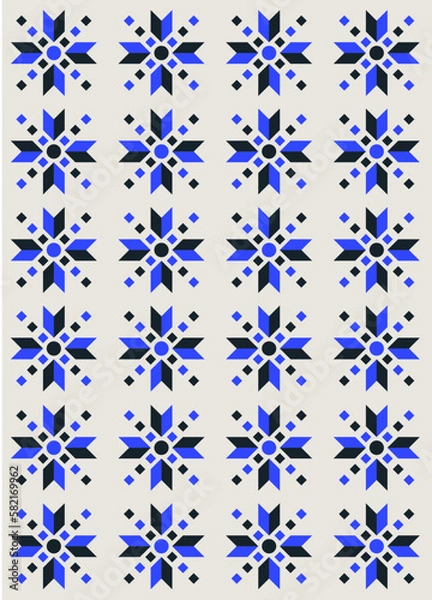 Fototapeta seamless abstract pattern with blue flowers