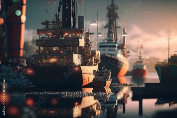 Fototapeta harbor created using AI Generative Technology