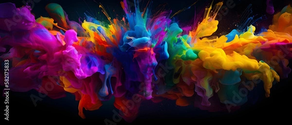 Fototapeta Ultra widescreen desktop background with abstract bright colour splashes