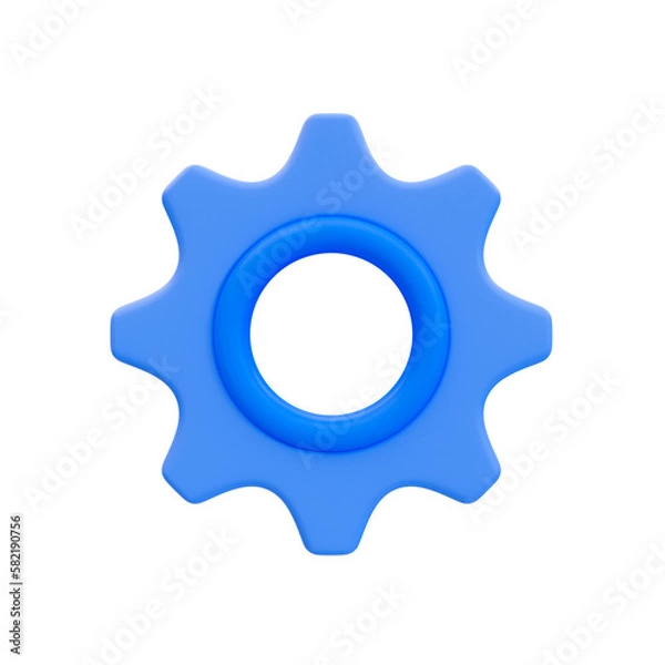 Fototapeta 3d minimal settings icon. User configuration icon. Settings and privacy concept. A gearwheel. 3d rendering illustration.