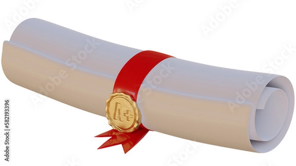 Obraz Diploma scroll with ribbon
