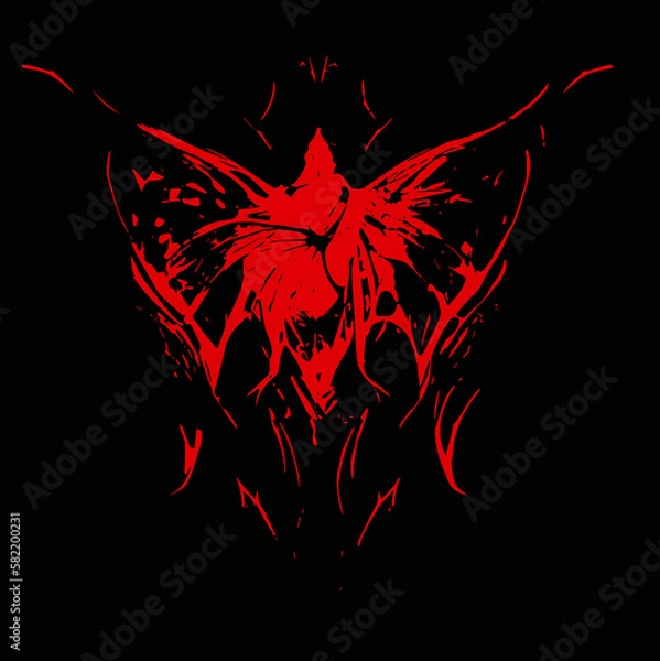 Obraz abstract neon butterfly, logo, vector