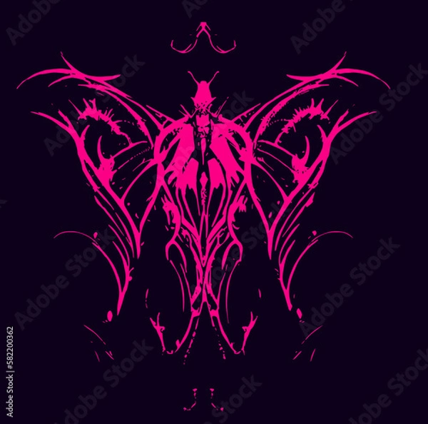 Obraz abstract neon butterfly, logo, vector