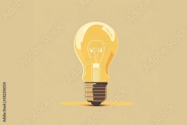 Fototapeta Light bulb on yellow background