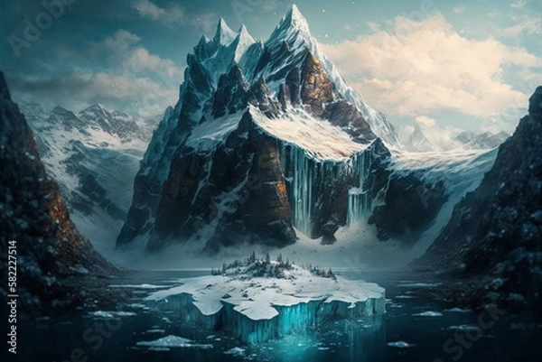 Fototapeta Glacier in the mountains Generative AI