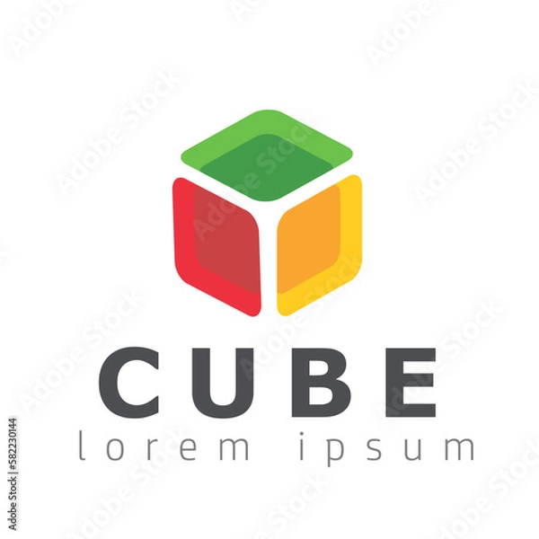 Obraz Isometric cube construction, 3d logo vector