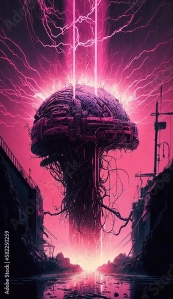 Obraz Cyberpunk brain, generative ai