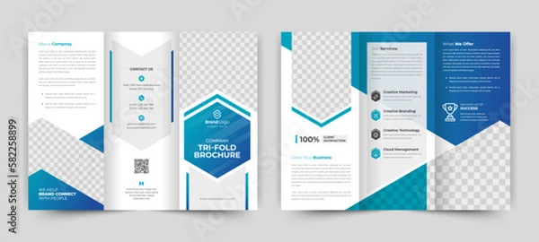 Fototapeta Unique business trifold brochure design template