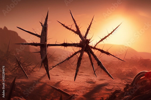 Obraz Gothic Red sunset in the desert  | Created using generative AI tools