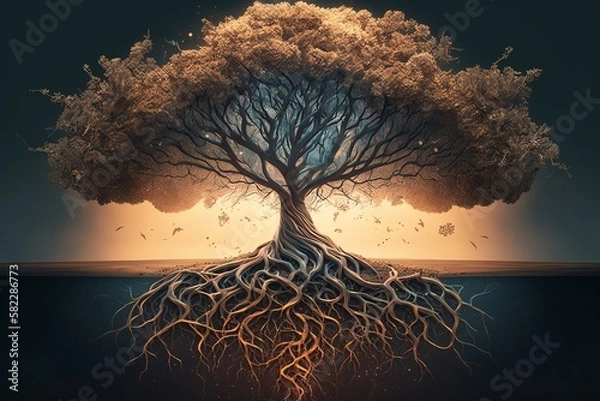 Obraz Tree of life with the roots. Generative AI	
