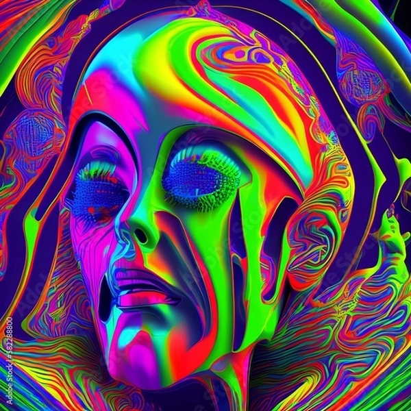 Fototapeta Digital psychodelic melted multicolor futuristic graphic - generative ai