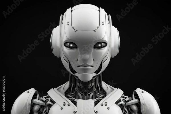 Fototapeta Elegance in the Machine: Cyborg on Black. Ai generative