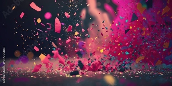 Fototapeta Pink confetti Background, generative ai