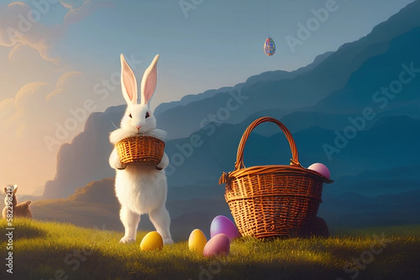 Obraz Easter Bunny with Easter | Created using generative AI tools