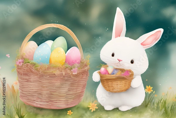 Obraz easter bunny and easter eggs  | Created using generative AI tools
